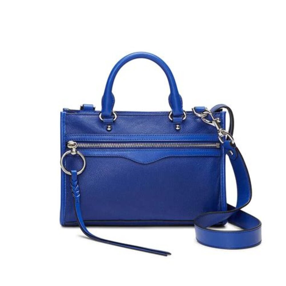 NWT Frye Farrah cognac leather satchel metal top handle tote bag crossbody purse - Picture 15 of 16